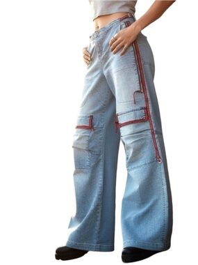 VTG Y2K Marithé + François Girbaud Red Shuttle Tape Baggy Jeans